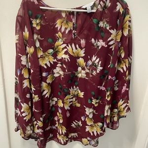 Plus Sized Sheer Floral Blouse